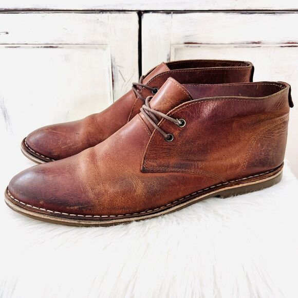 Franco Fortini Austin Brown Worn Distressed Leather Low Ankle Boots ~ Size 11.5 - Picture 1 of 8